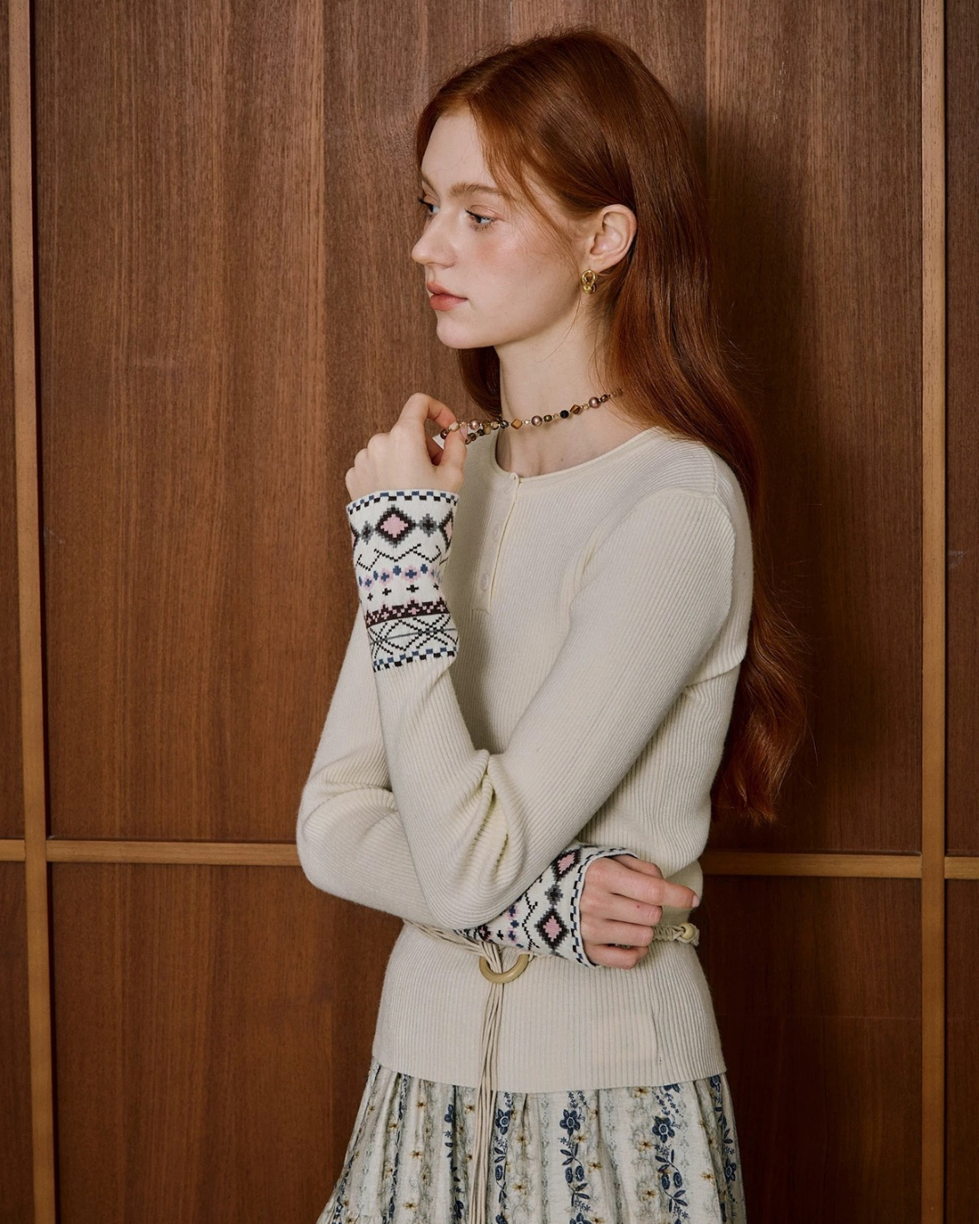 ハーフオープンカラーニット(トップス・全1色)