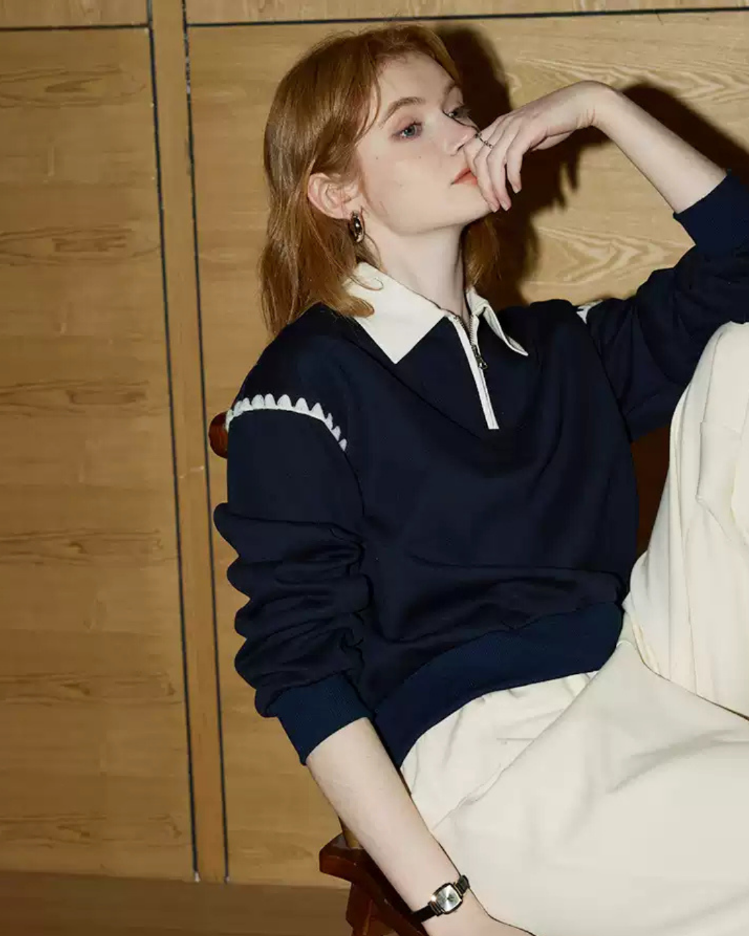 ラペルロングスリーブスウェット(トップス・全1色)