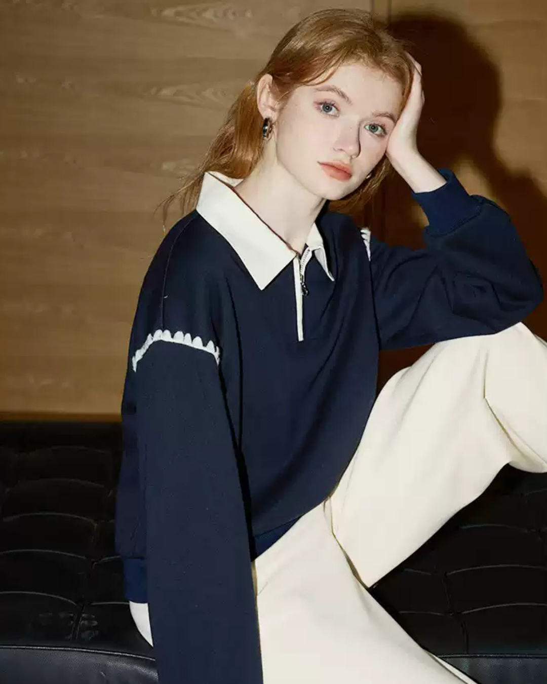 ラペルロングスリーブスウェット(トップス・全1色)