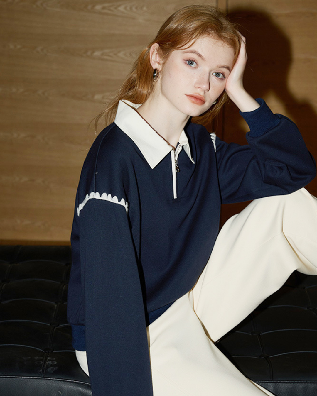 ラペルロングスリーブスウェット(トップス・全1色)