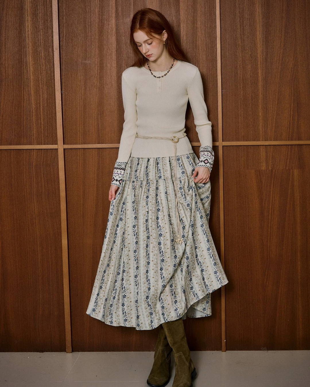 ハーフオープンカラーニット(トップス・全1色)