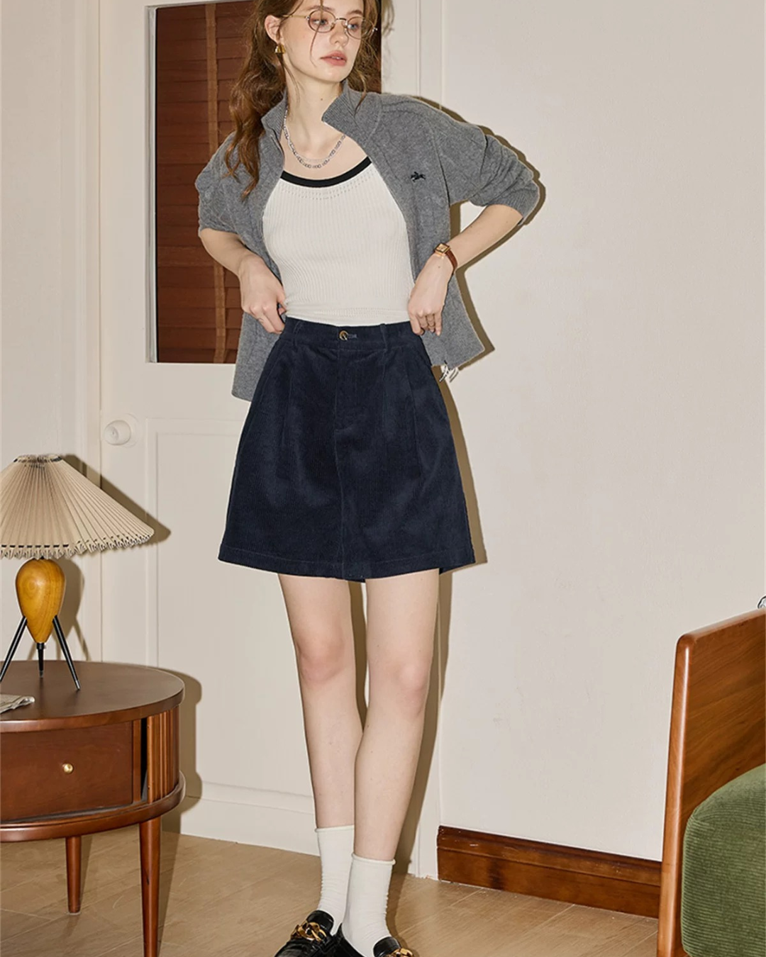 ダブルエンドジッパーニットカーディガン(トップス・全2色)