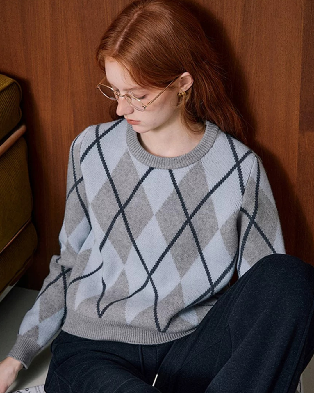 レトロ ダイヤモンドニット(トップス・全2色)