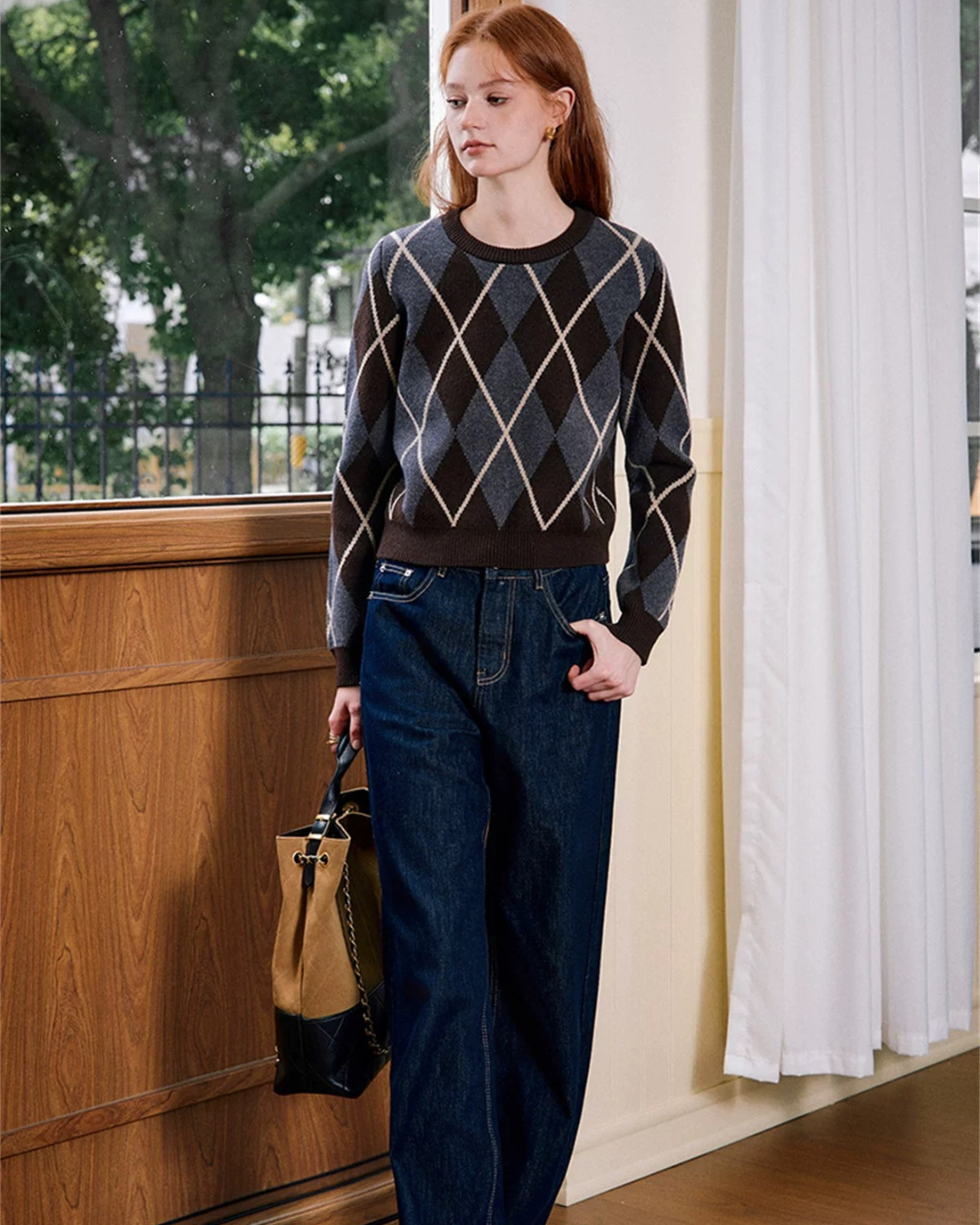 レトロ ダイヤモンドニット(トップス・全2色)