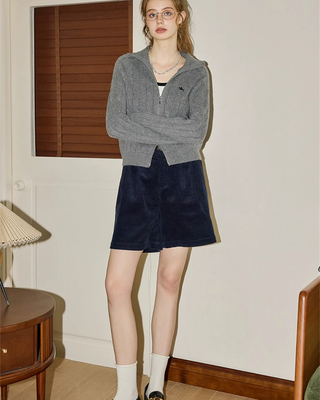 ダブルエンドジッパーニットカーディガン(トップス・全2色)