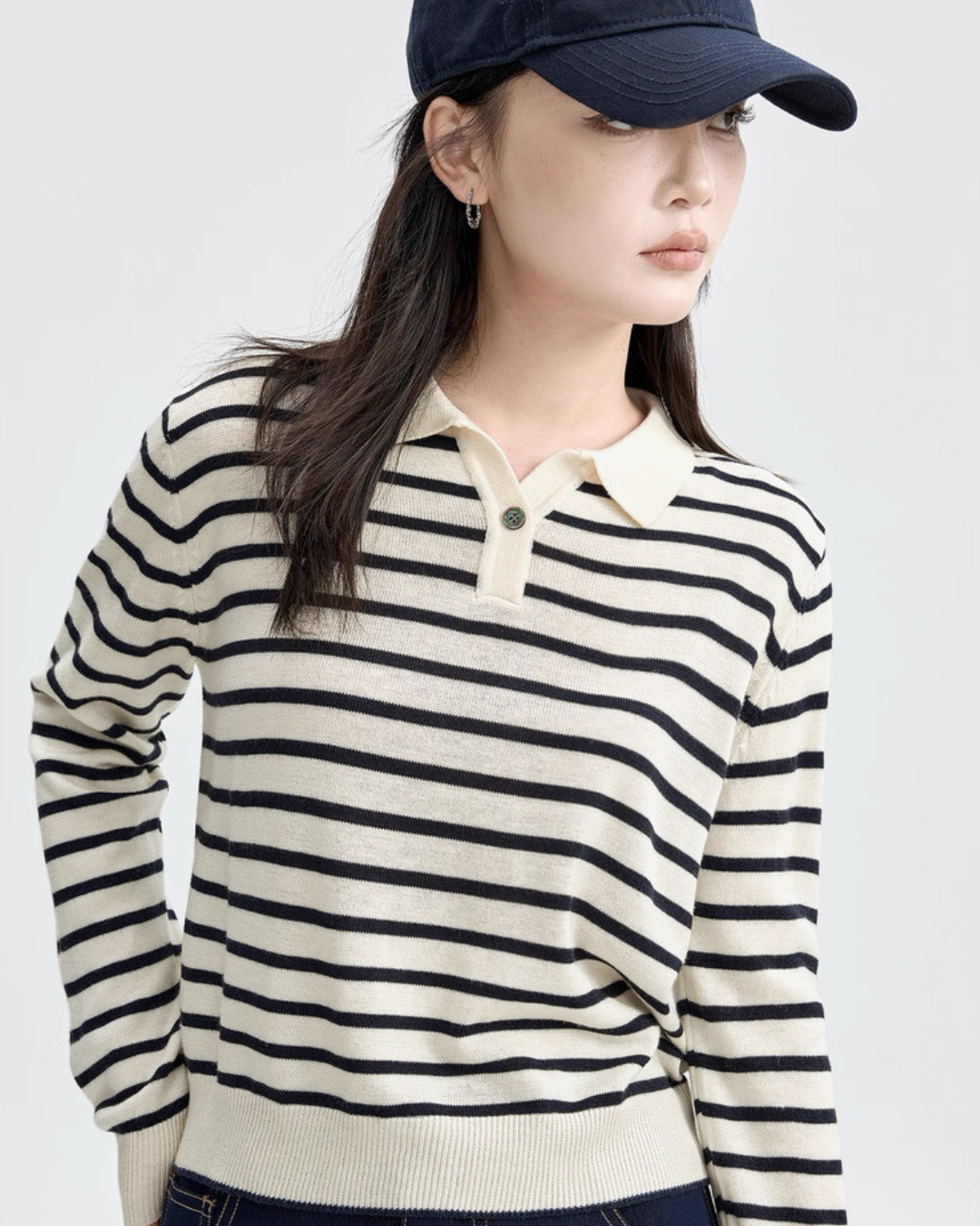 ストライプラペルニットセーター(トップス・全1色)