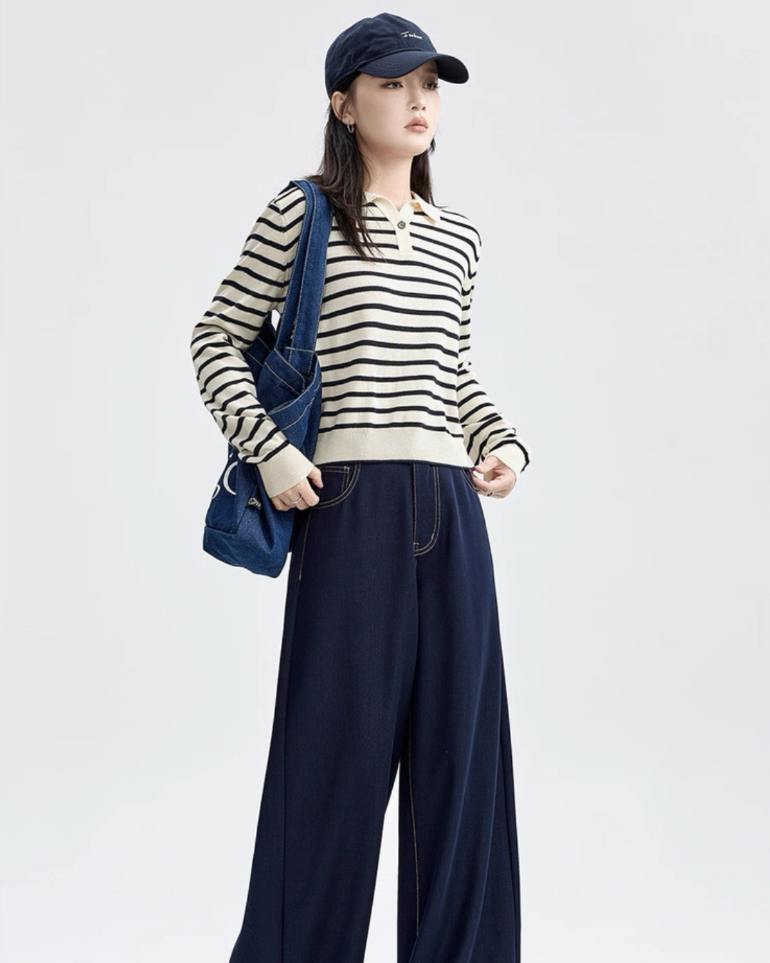 ストライプラペルニットセーター(トップス・全1色)