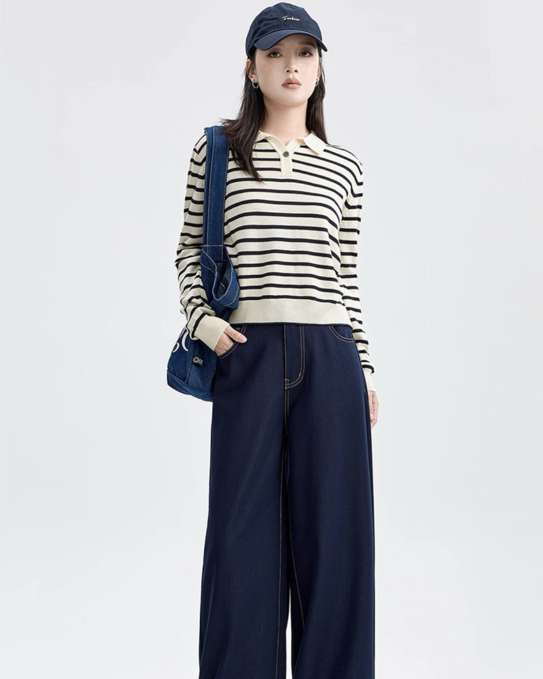 ストライプラペルニットセーター(トップス・全1色)