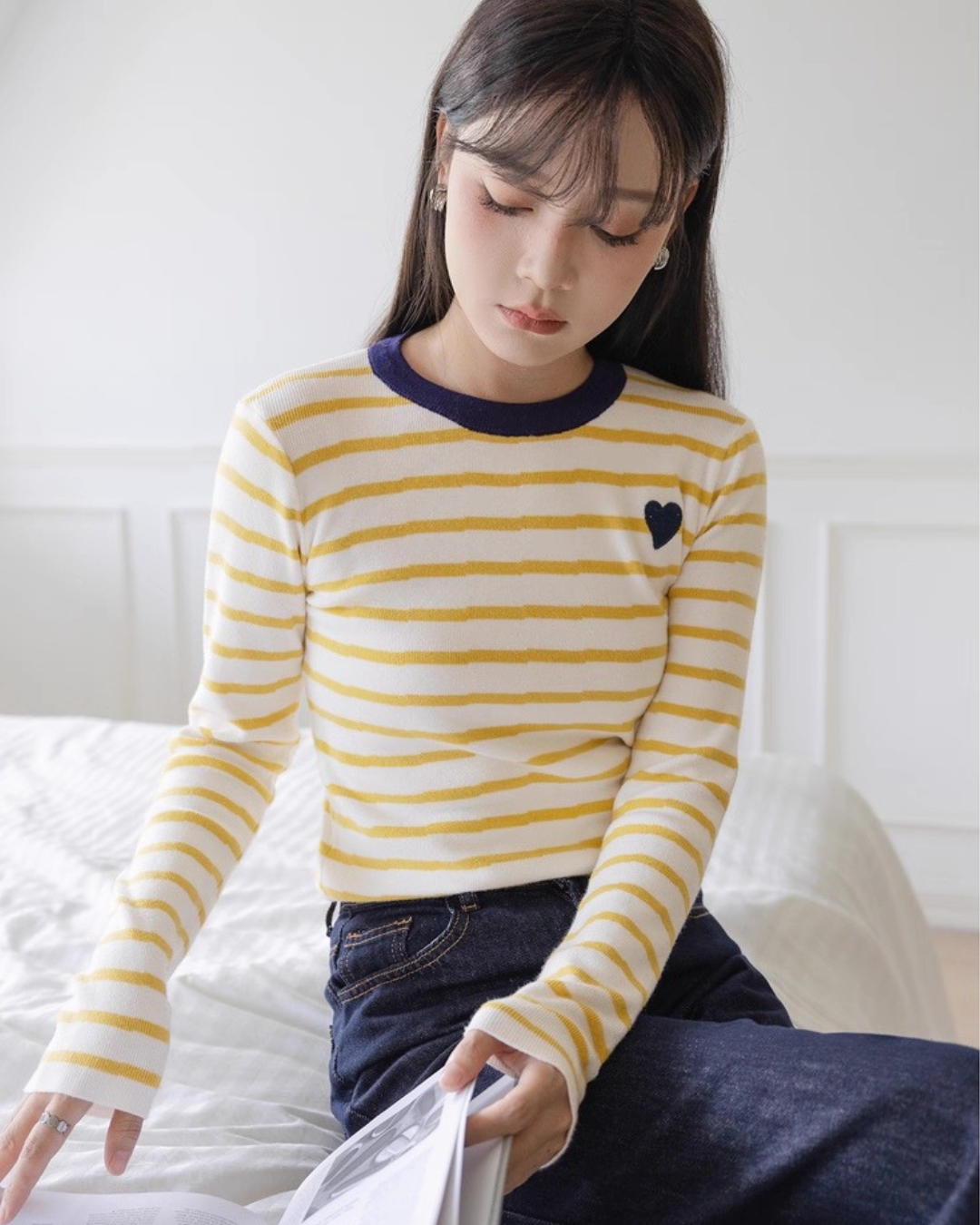 コントラストストライプニットセーター(トップス・全2色)