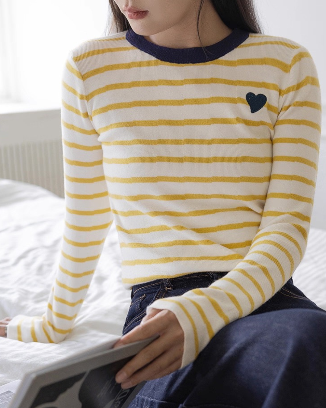 コントラストストライプニットセーター(トップス・全2色)