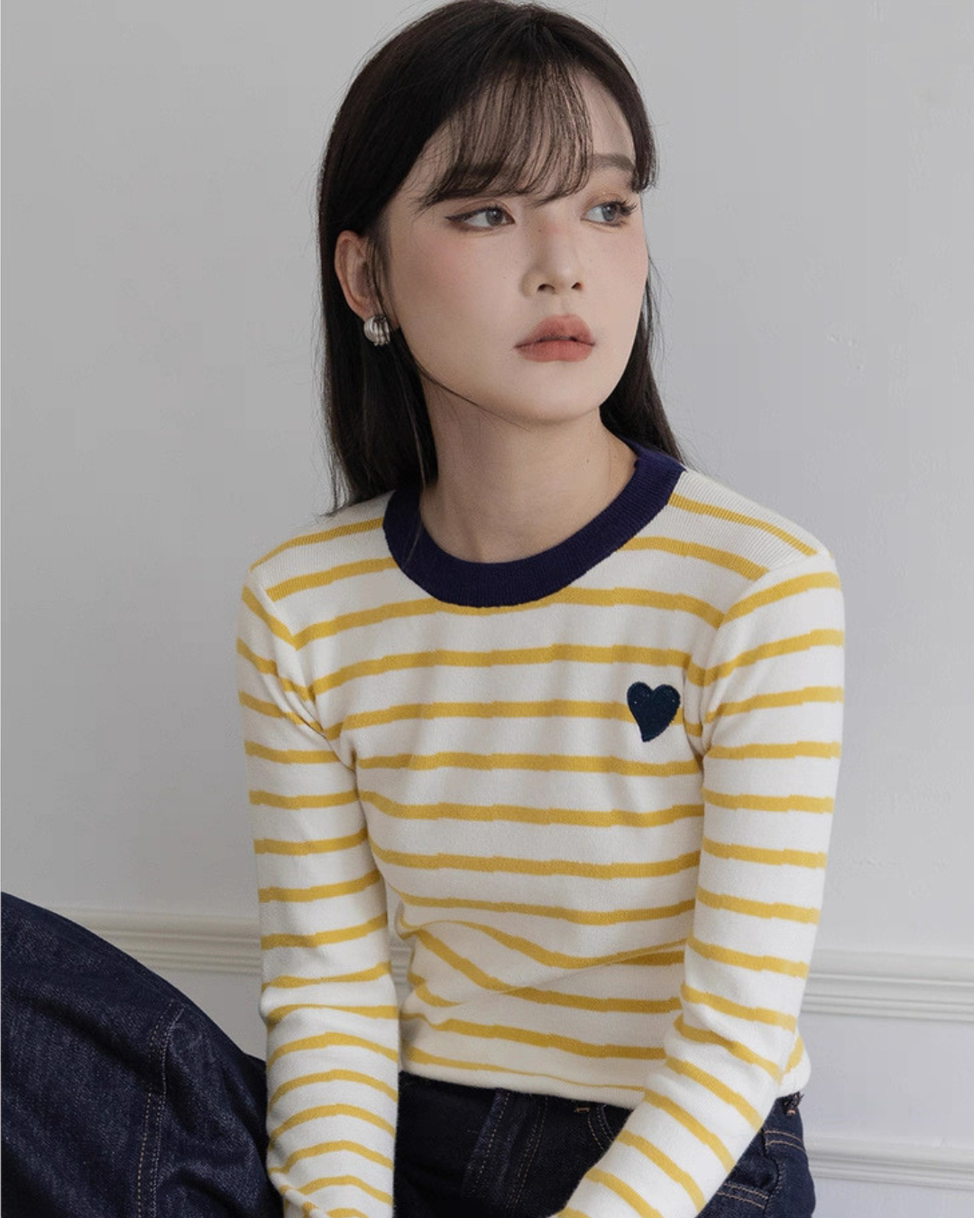 コントラストストライプニットセーター(トップス・全2色)