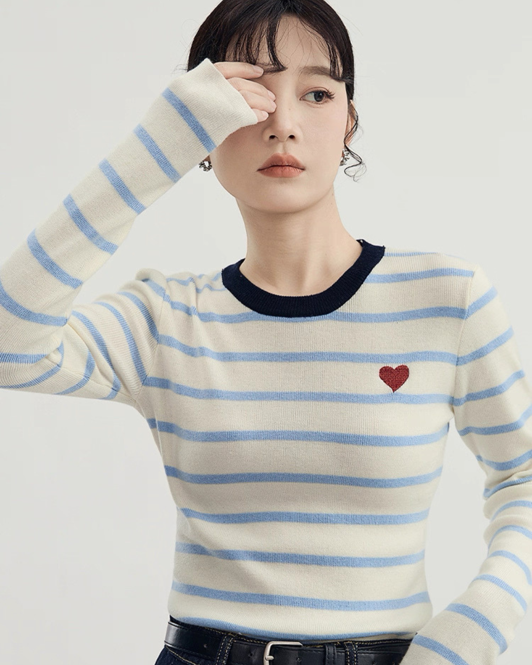 コントラストストライプニットセーター(トップス・全2色)