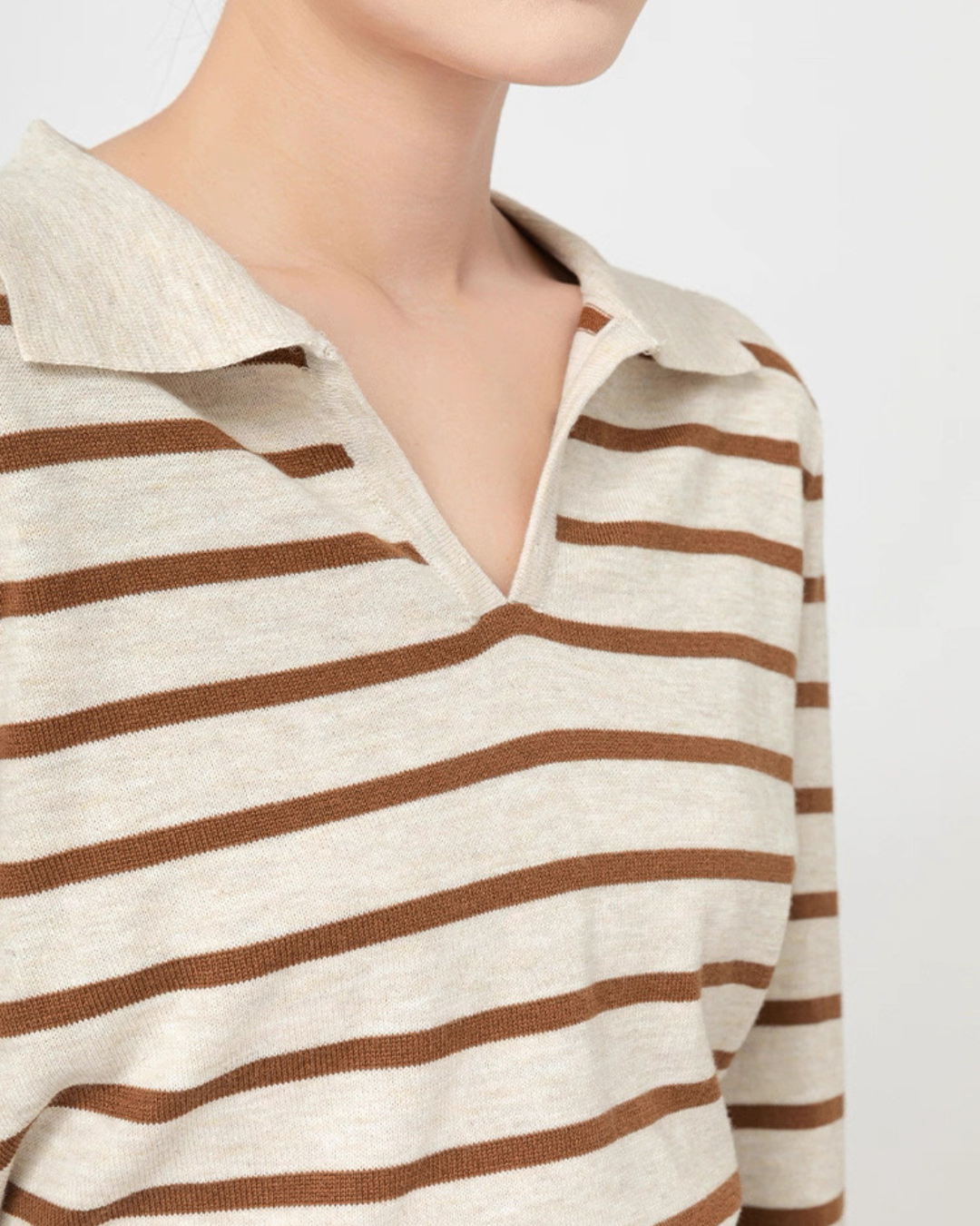 ラペルストライプニットセーター(トップス・全1色)