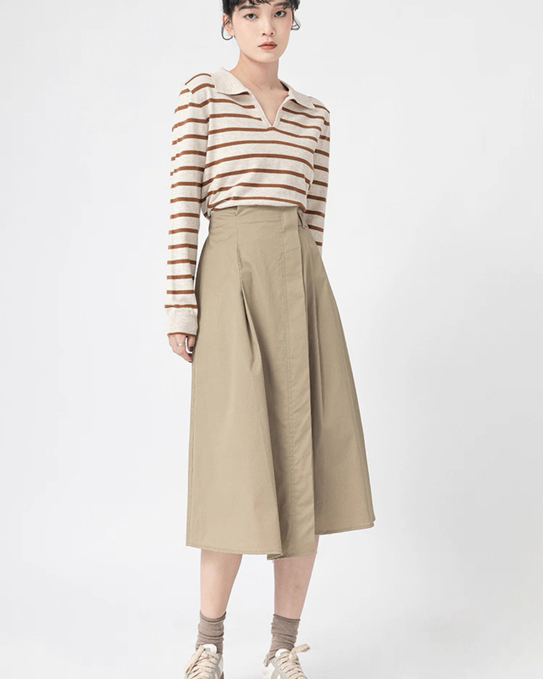 ラペルストライプニットセーター(トップス・全1色)