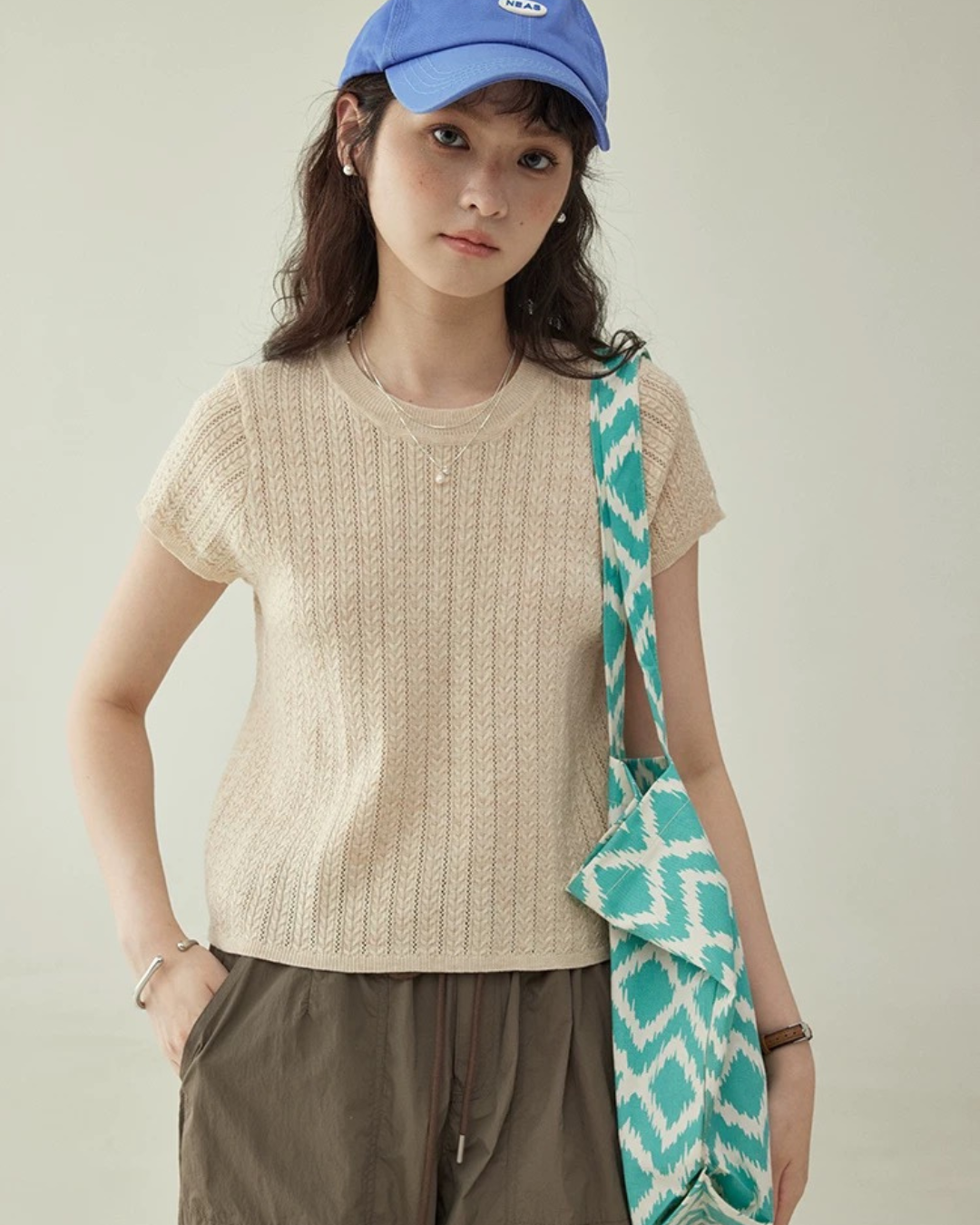 クルーネックニットTシャツ(トップス・全2色)