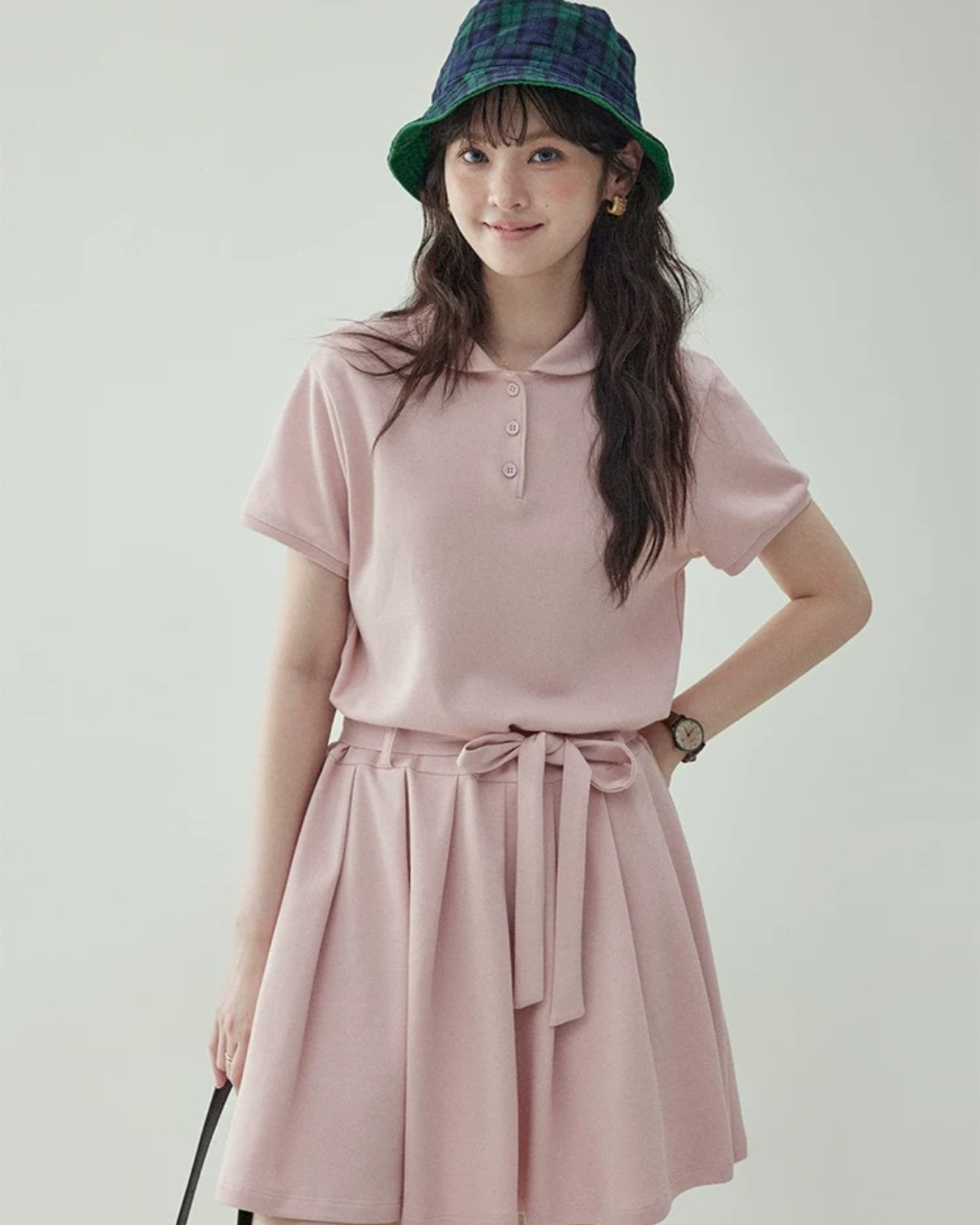 ピンクレースアップワンピース(ワンピース・全1色)