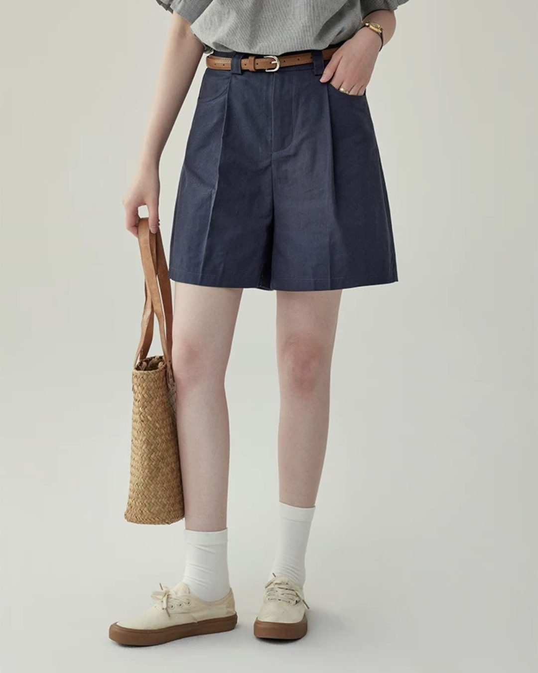 ハイウエストカジュアルカーゴショーツ(パンツ・全2色)