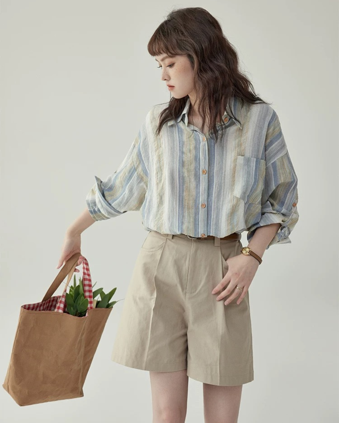 ハイウエストカジュアルカーゴショーツ(パンツ・全2色)