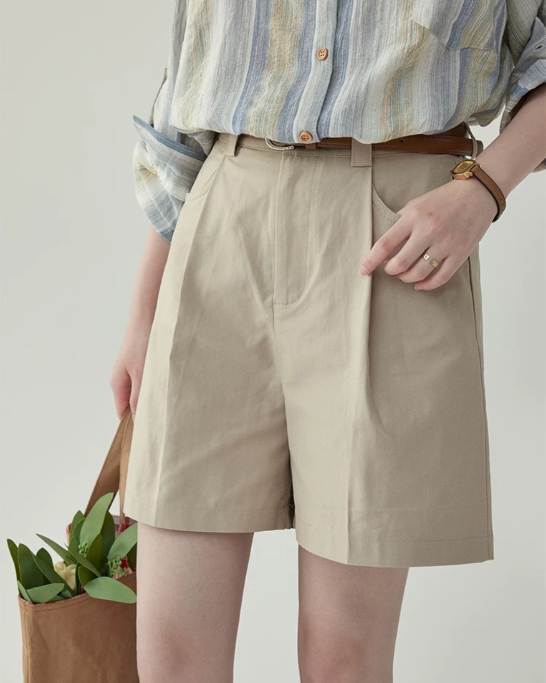 ハイウエストカジュアルカーゴショーツ(パンツ・全2色)