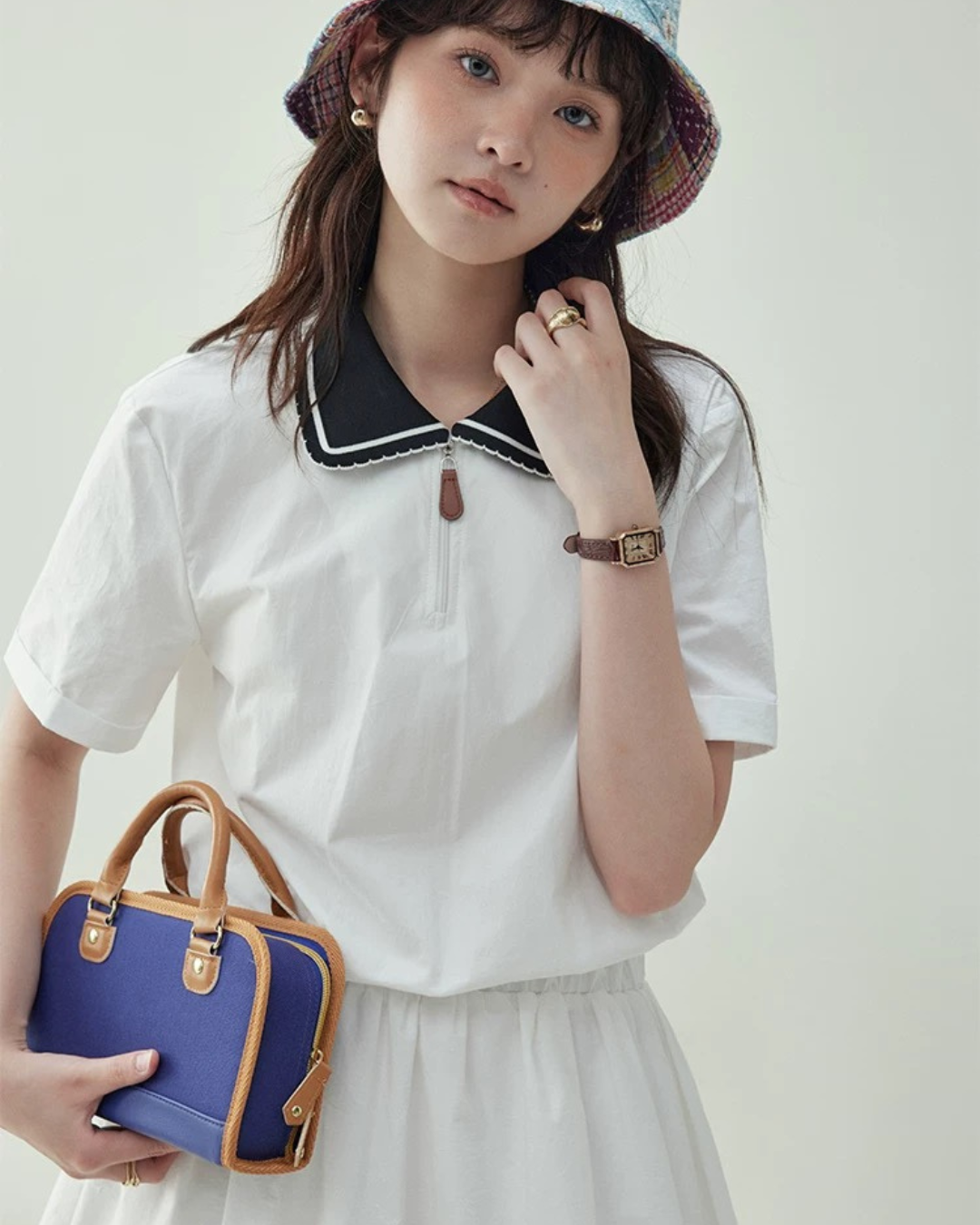 ラペル刺繍ウエストスカート(セットアップ・全1色)