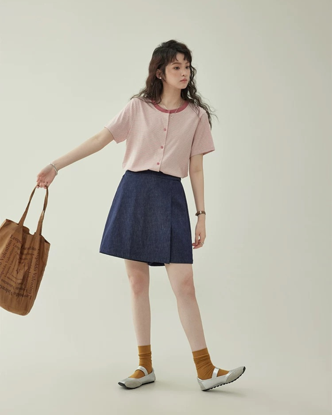 Aラインデニムキュロット(スカート・全1色)