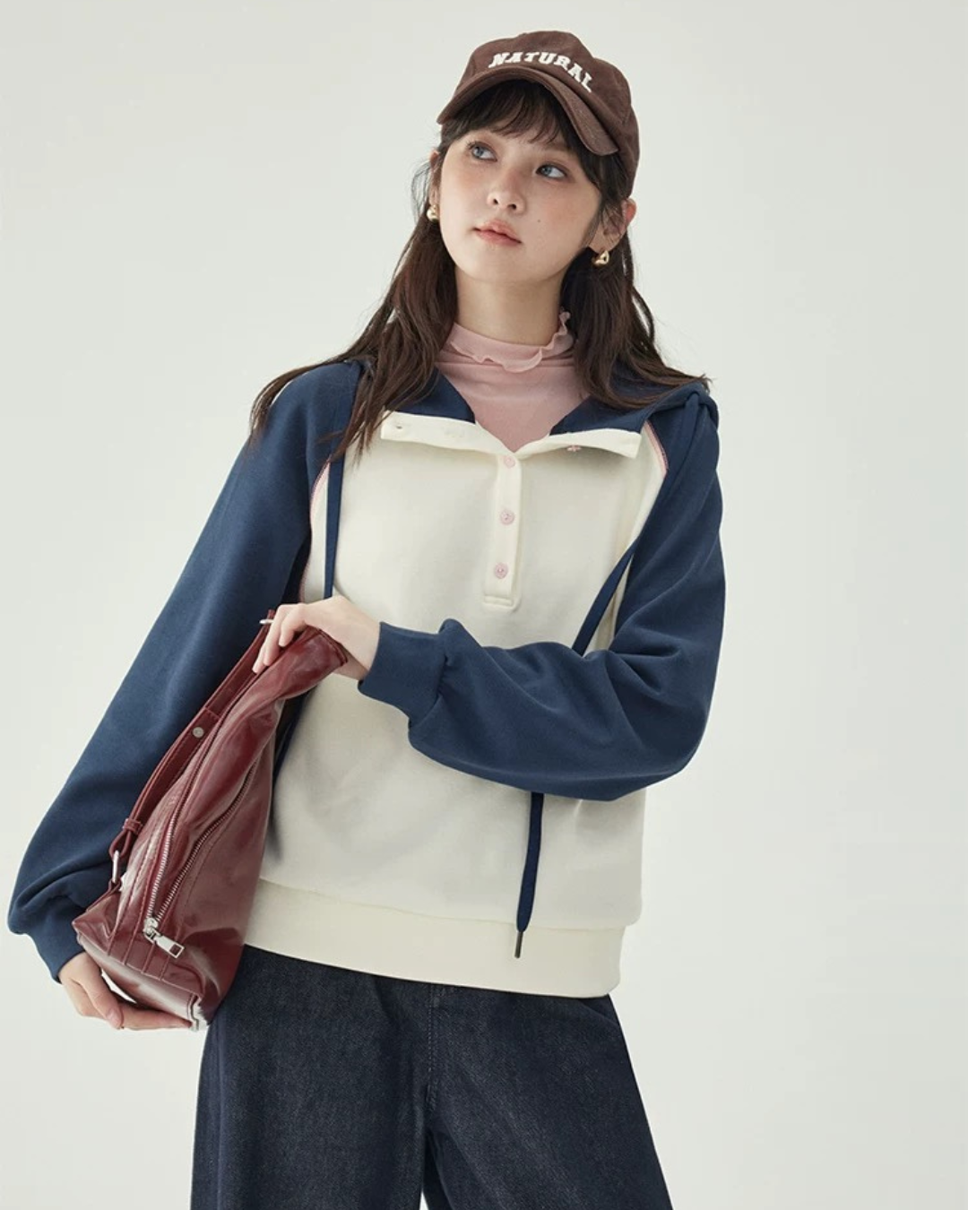 長袖フード付きスウェットTシャツ(トップス・全1色)