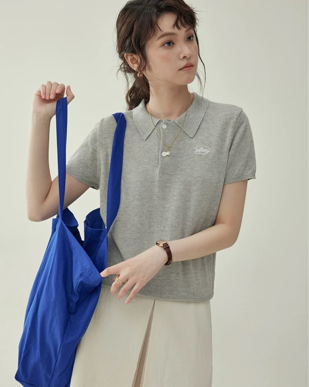 半袖ニットセーター(トップス・全2色)