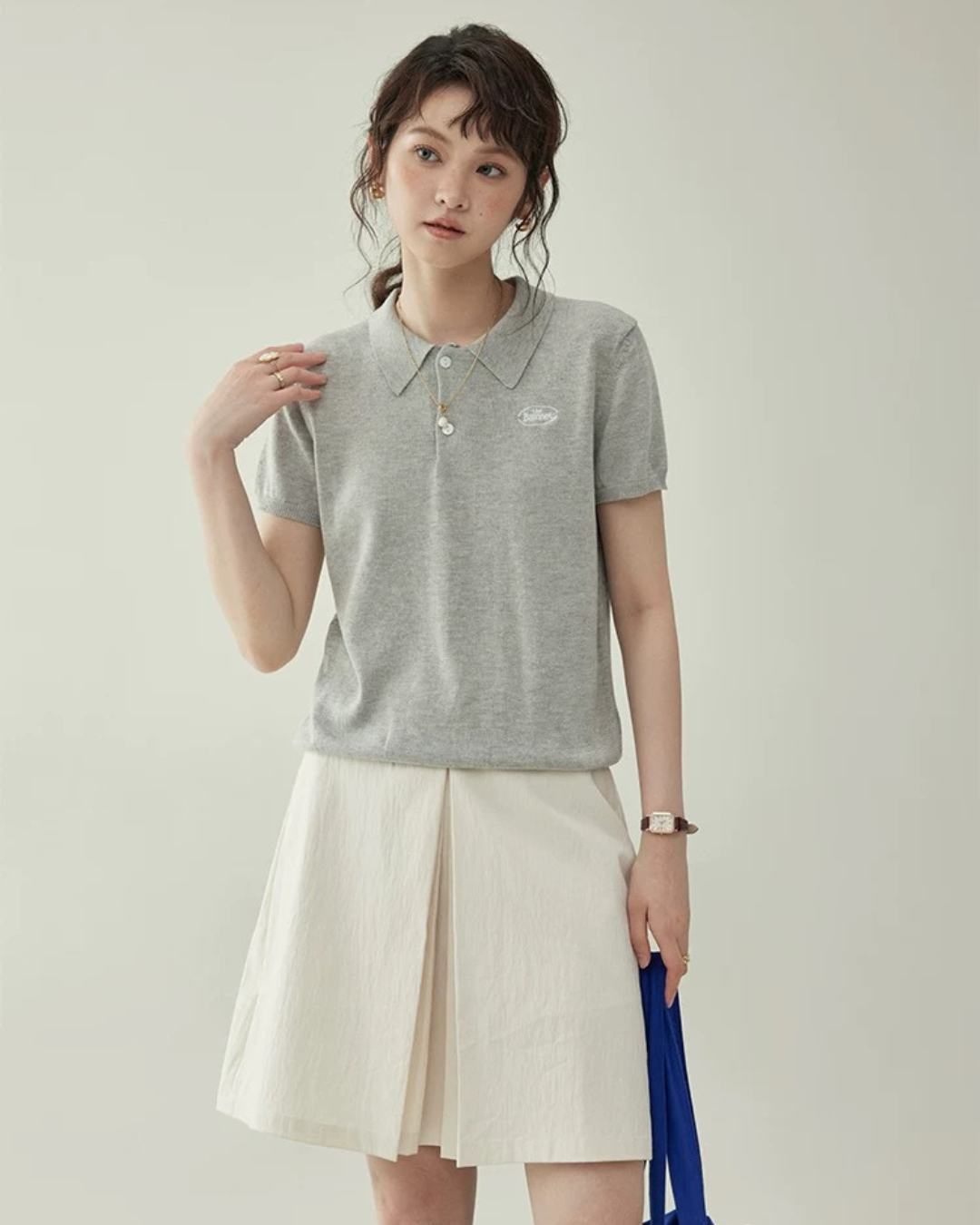 半袖ニットセーター(トップス・全2色)