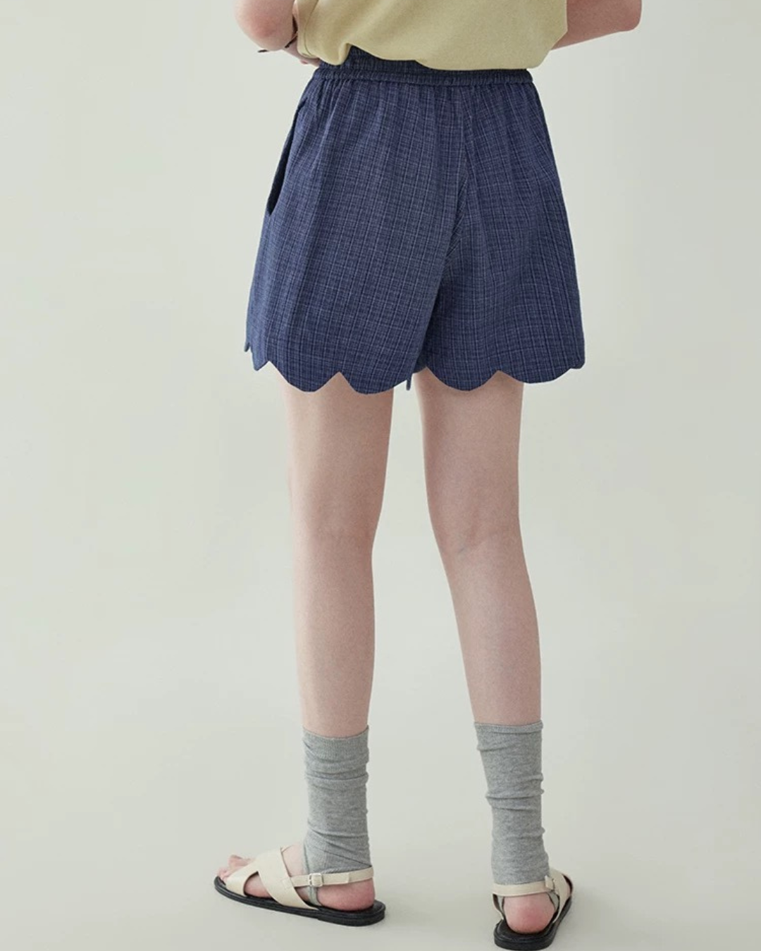 チェック柄レースカジュアルショーツ(パンツ・全1色)