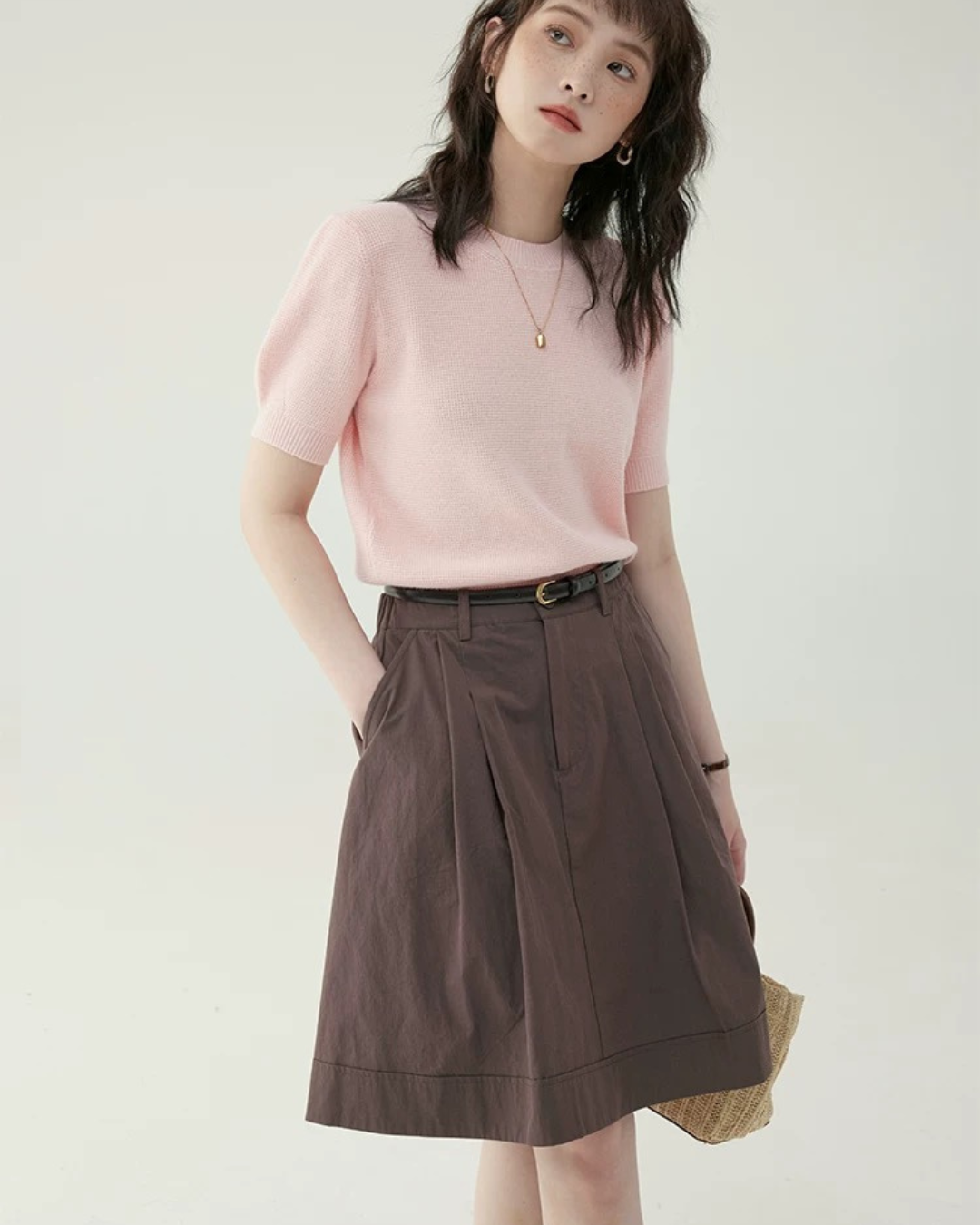 フレンチハイウエストルーズコットンスカート(スカート・全2色)