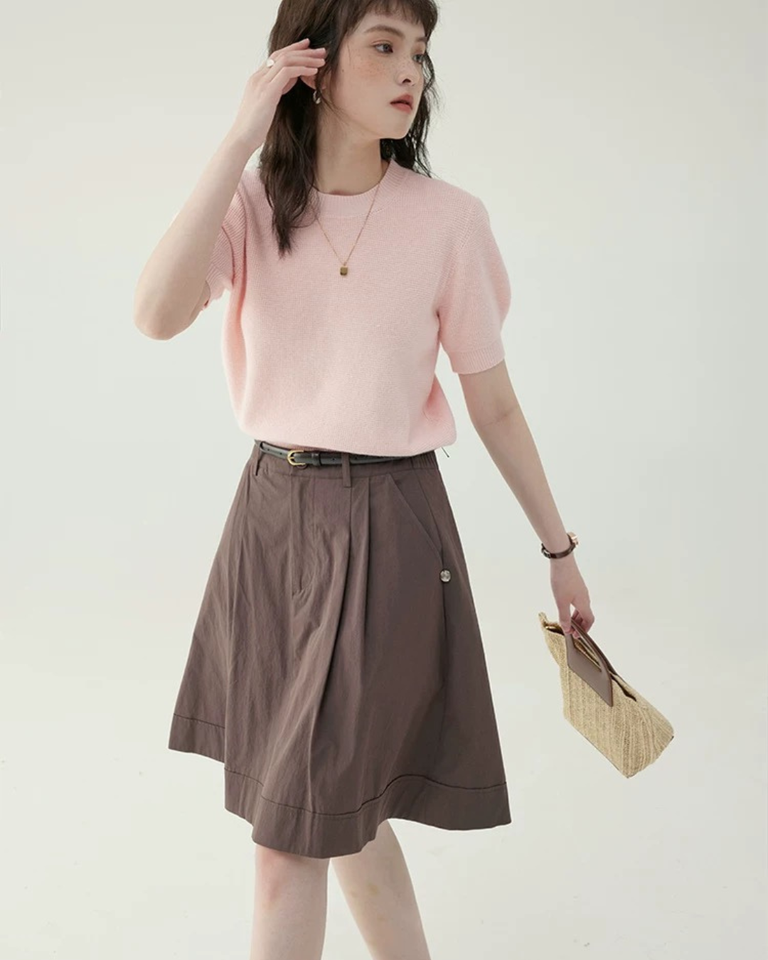 フレンチハイウエストルーズコットンスカート(スカート・全2色)
