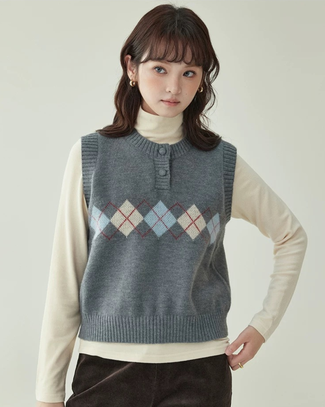 プレッピーグレーセーター(トップス・全1色)