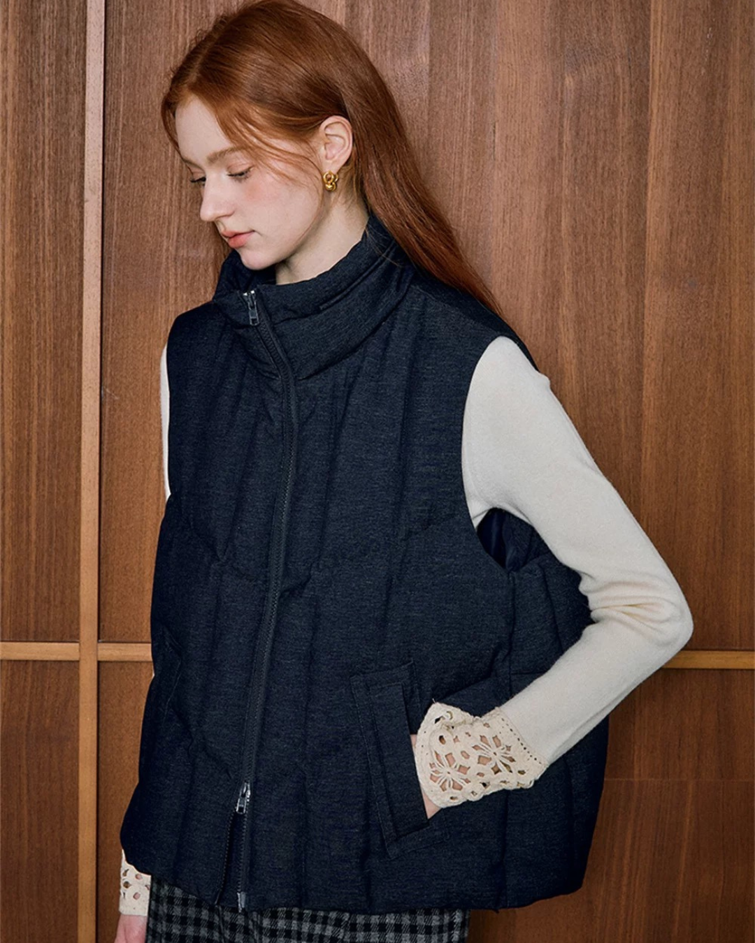 ネイビーダウンベスト(トップス・全1色)