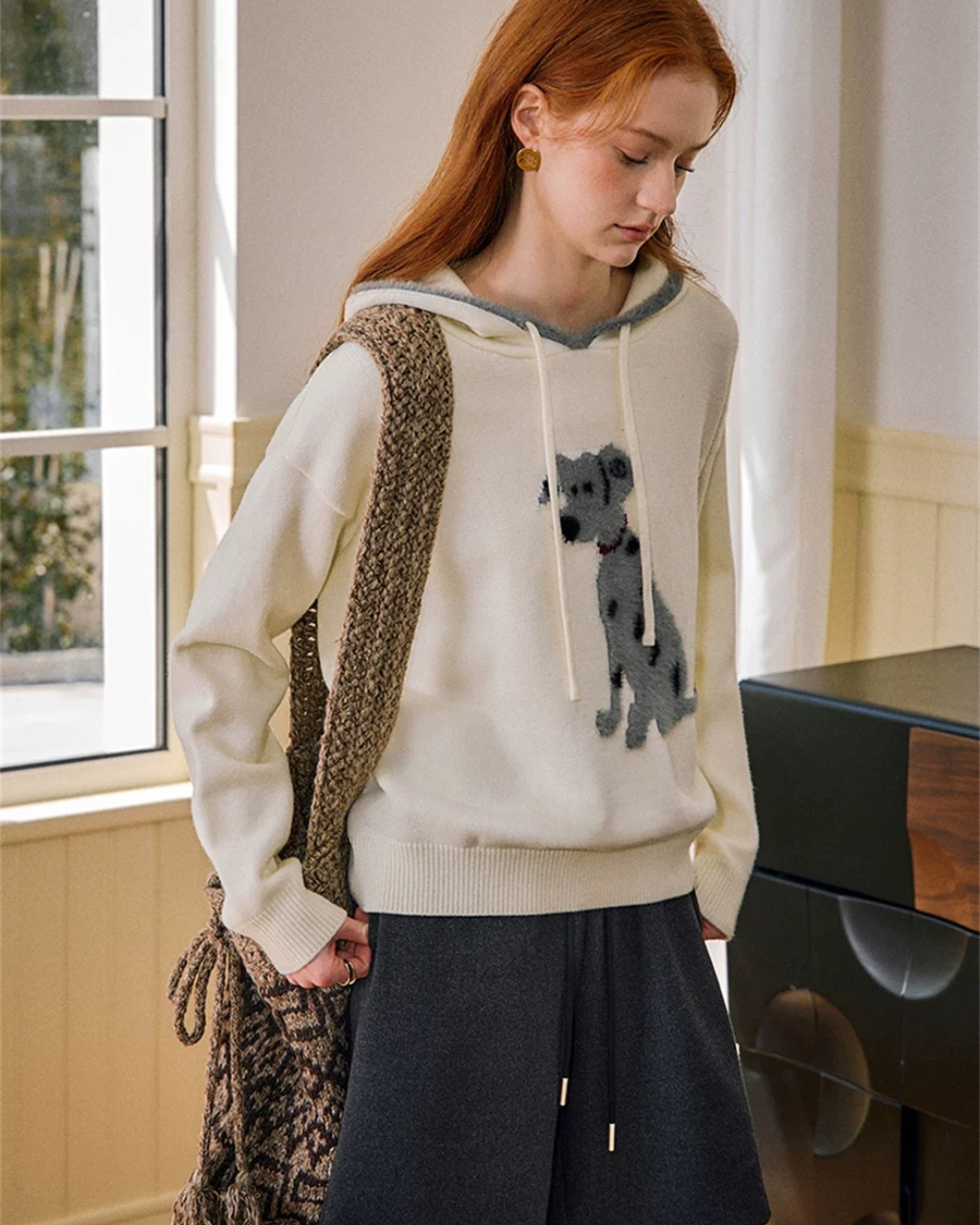 ジャカードフード付きニットセータ(トップス・全1色)