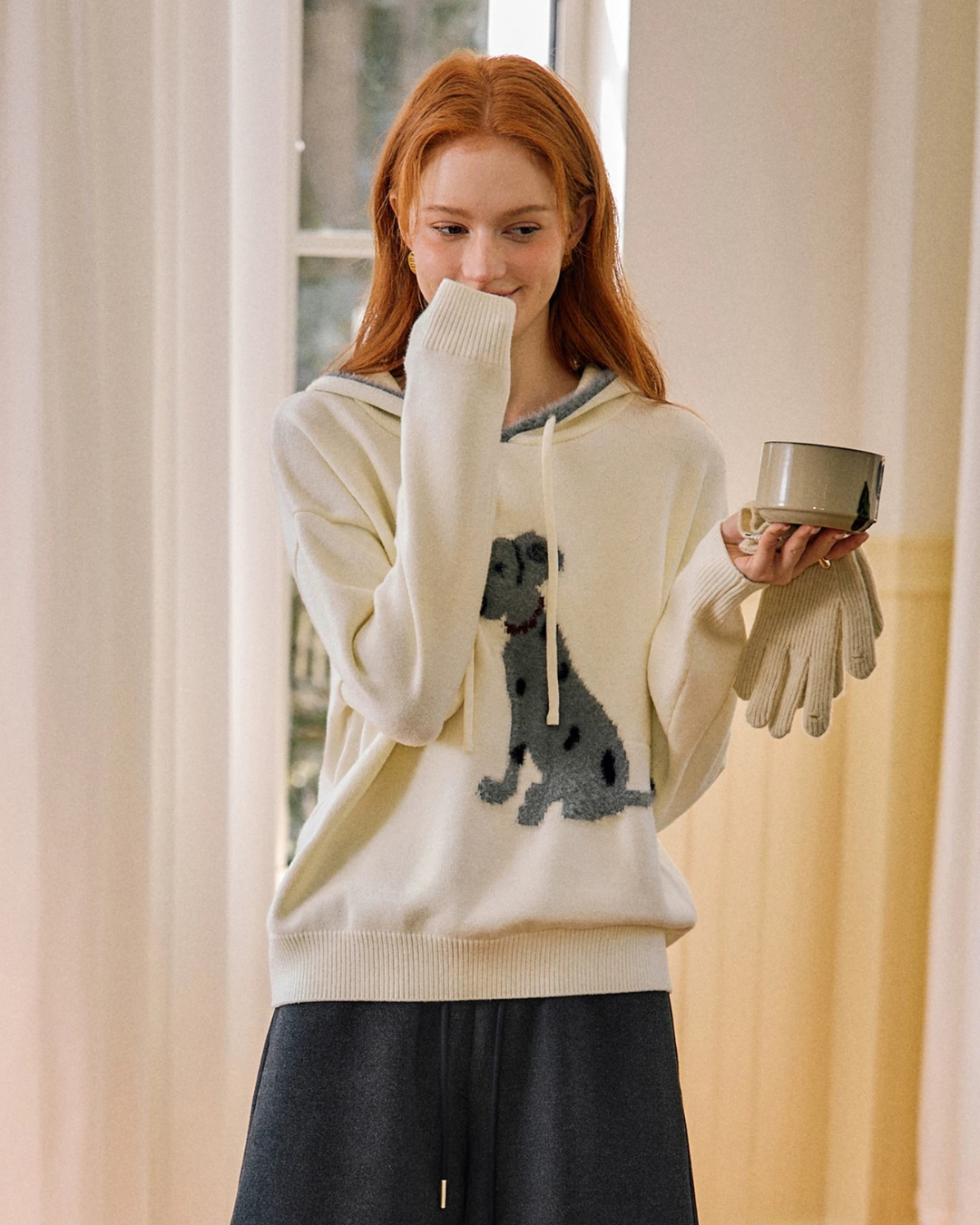 ジャカードフード付きニットセータ(トップス・全1色)