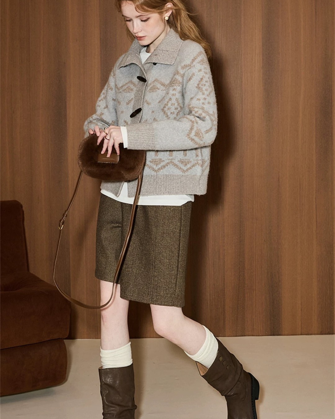 シープウールジャカードニットカーディガン(トップス・全1色)