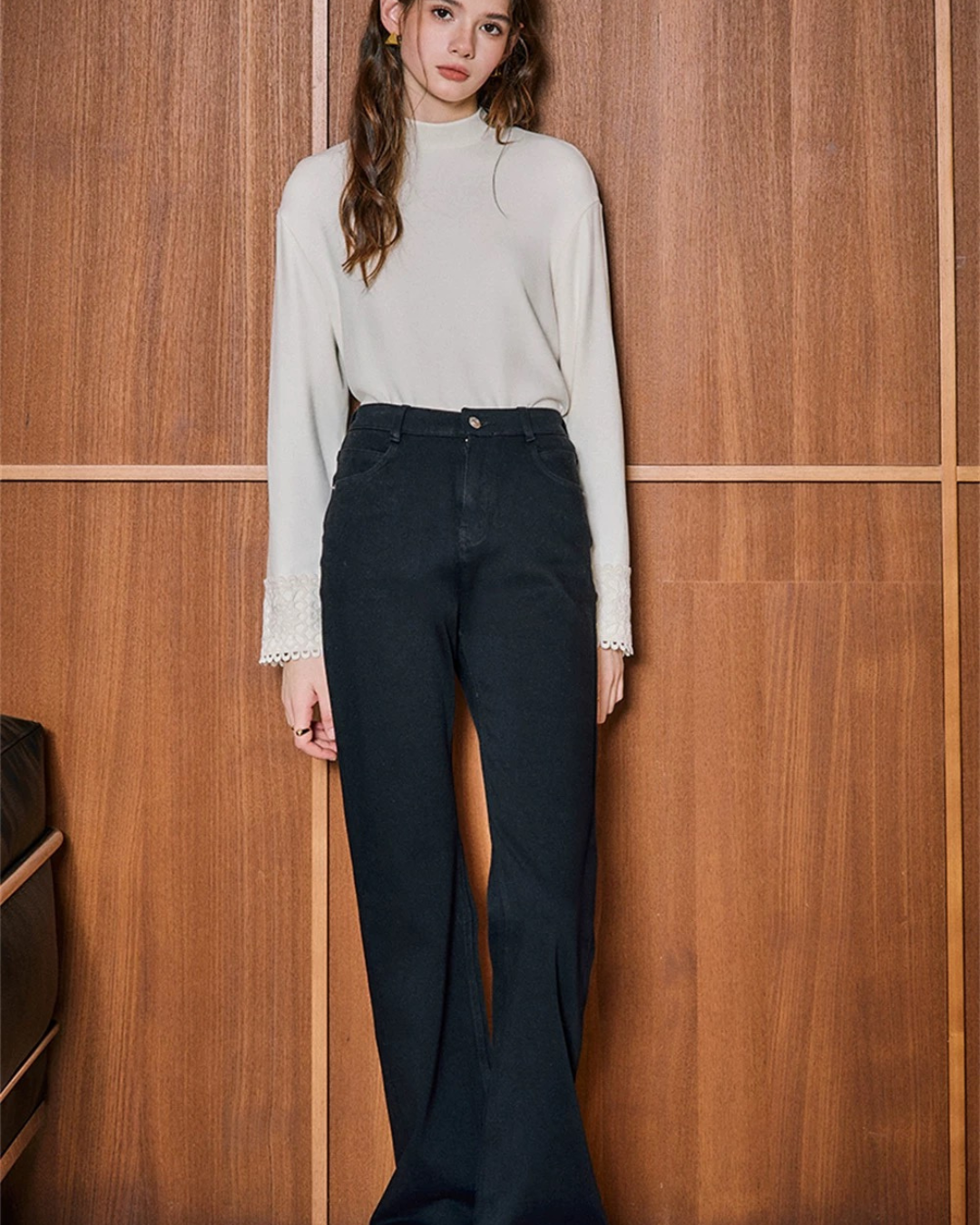 レトロスタイルブラックジーンズ(トップス・全1色)