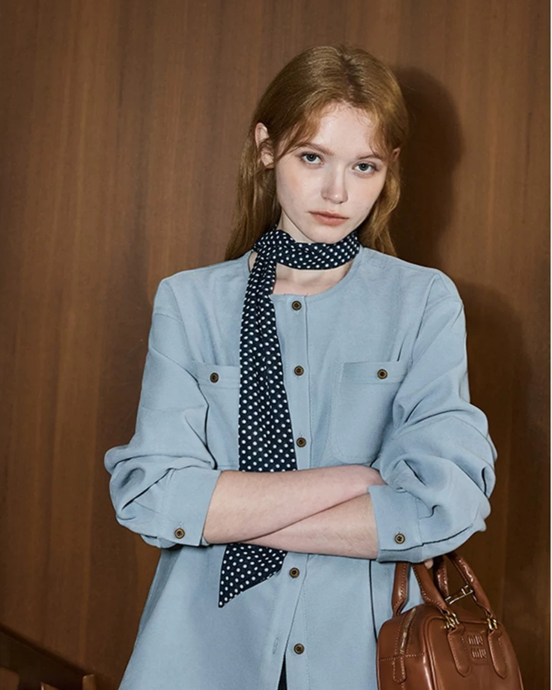 ラウンドネックシャツ(トップス・全2色)