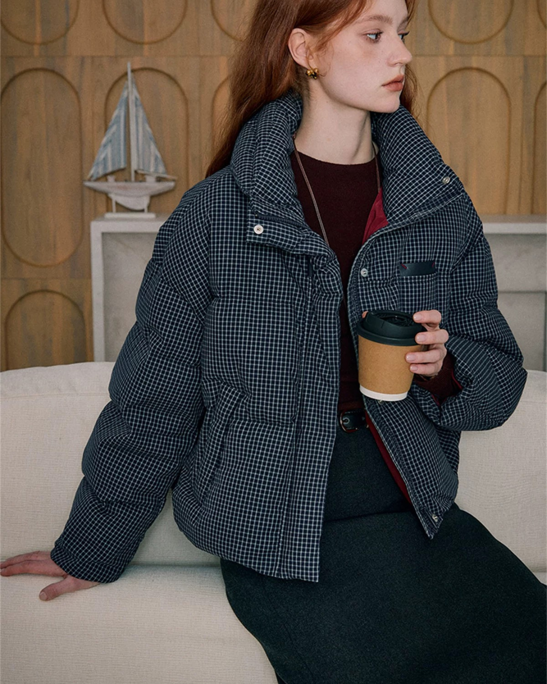 チェック柄ダウンジャケット(トップス・全1色)