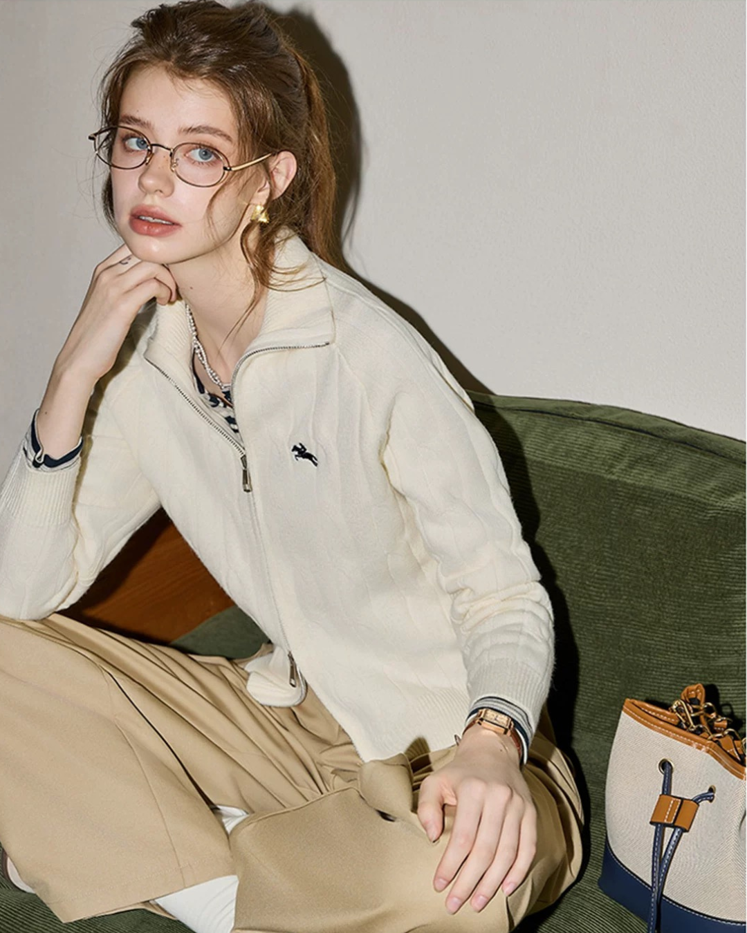 ダブルエンドジッパーニットカーディガン(トップス・全2色)