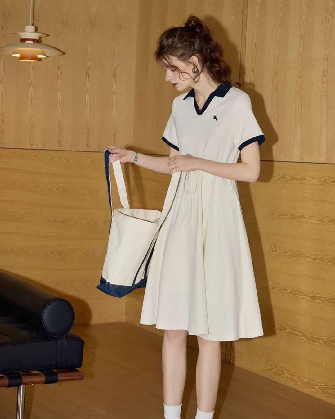 カレッジスタイルハーフスリーブワンピース(セットアップ・全1色)