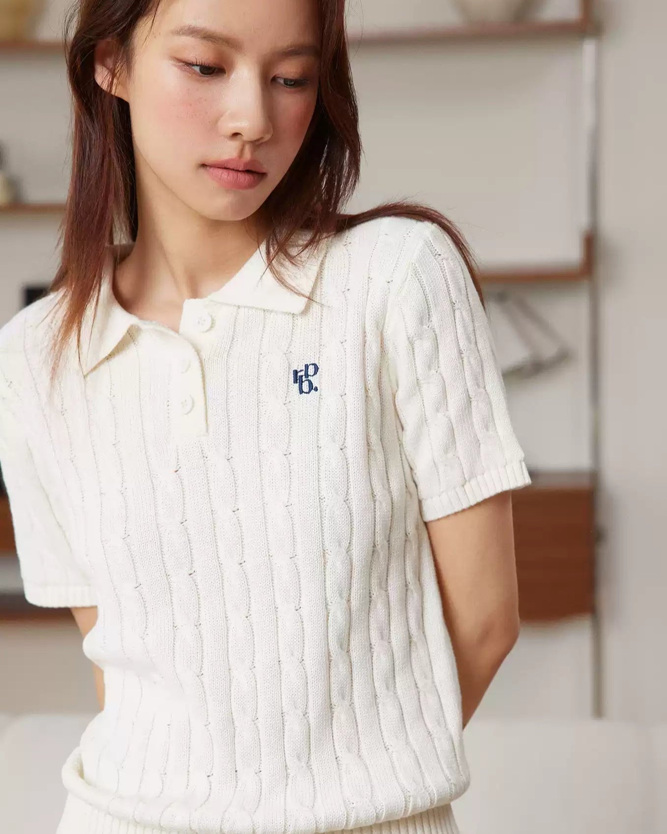 ハーフスリーブホワイトニット(トップス・全1色)