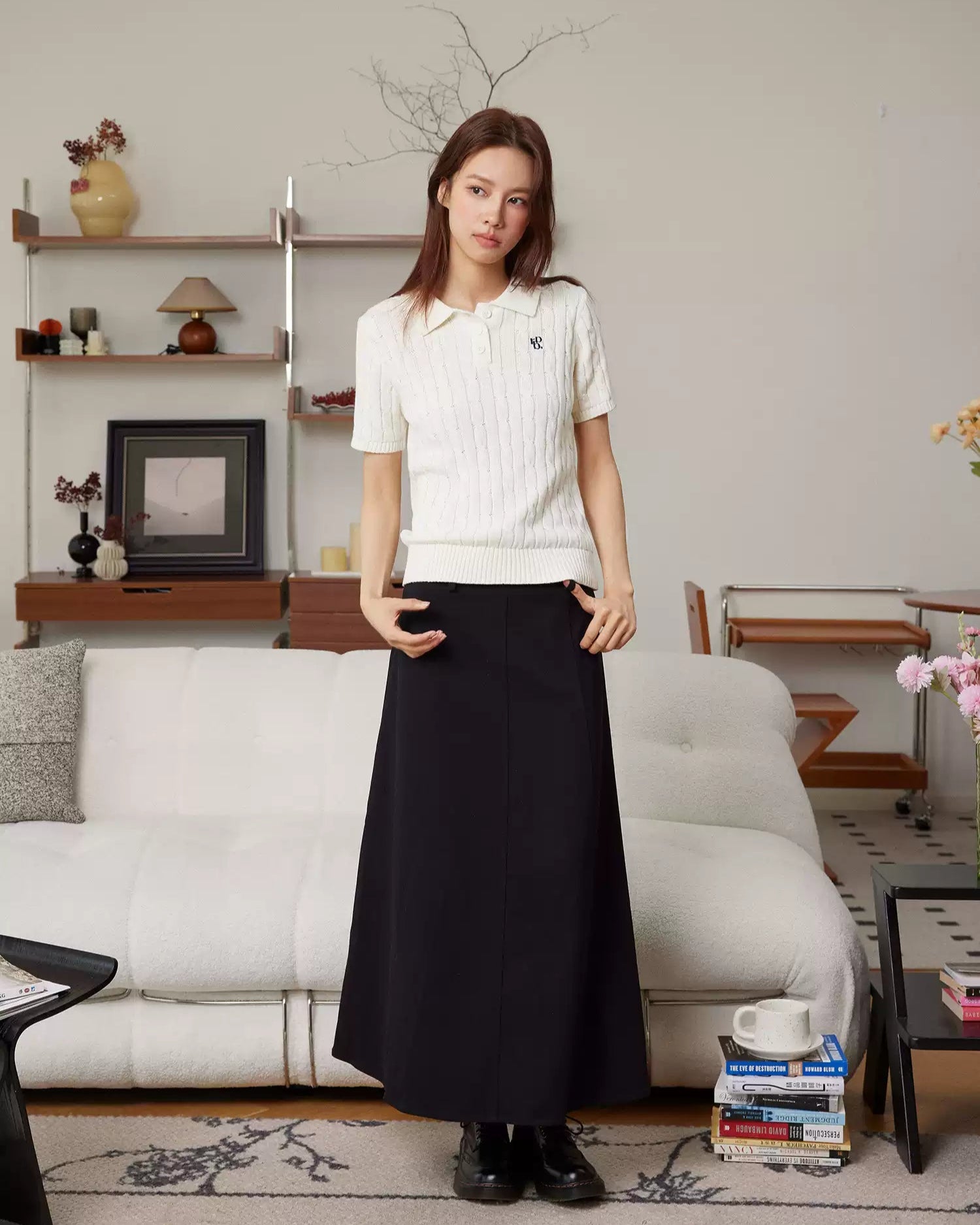 ハーフスリーブホワイトニット(トップス・全1色)