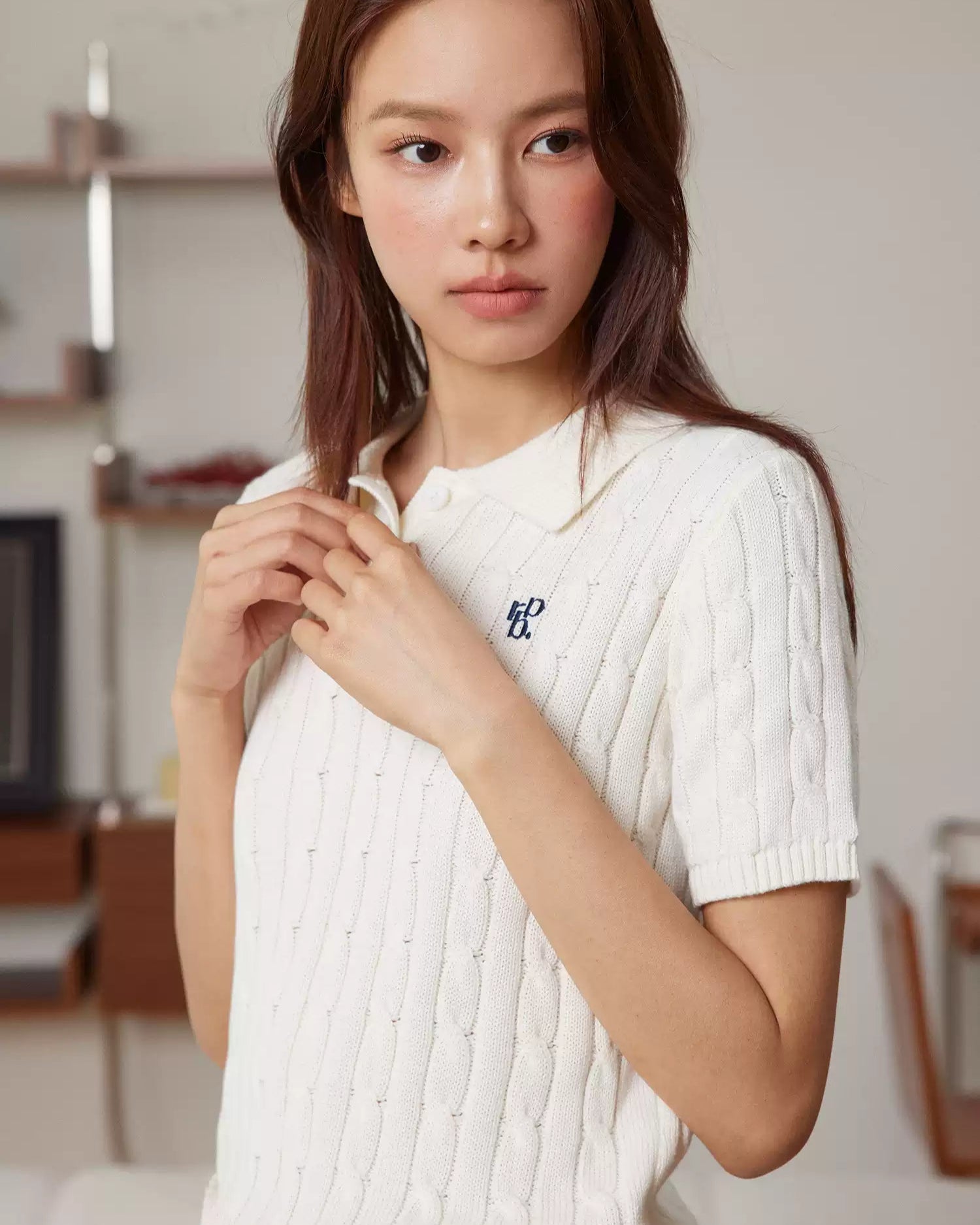 ハーフスリーブホワイトニット(トップス・全1色)