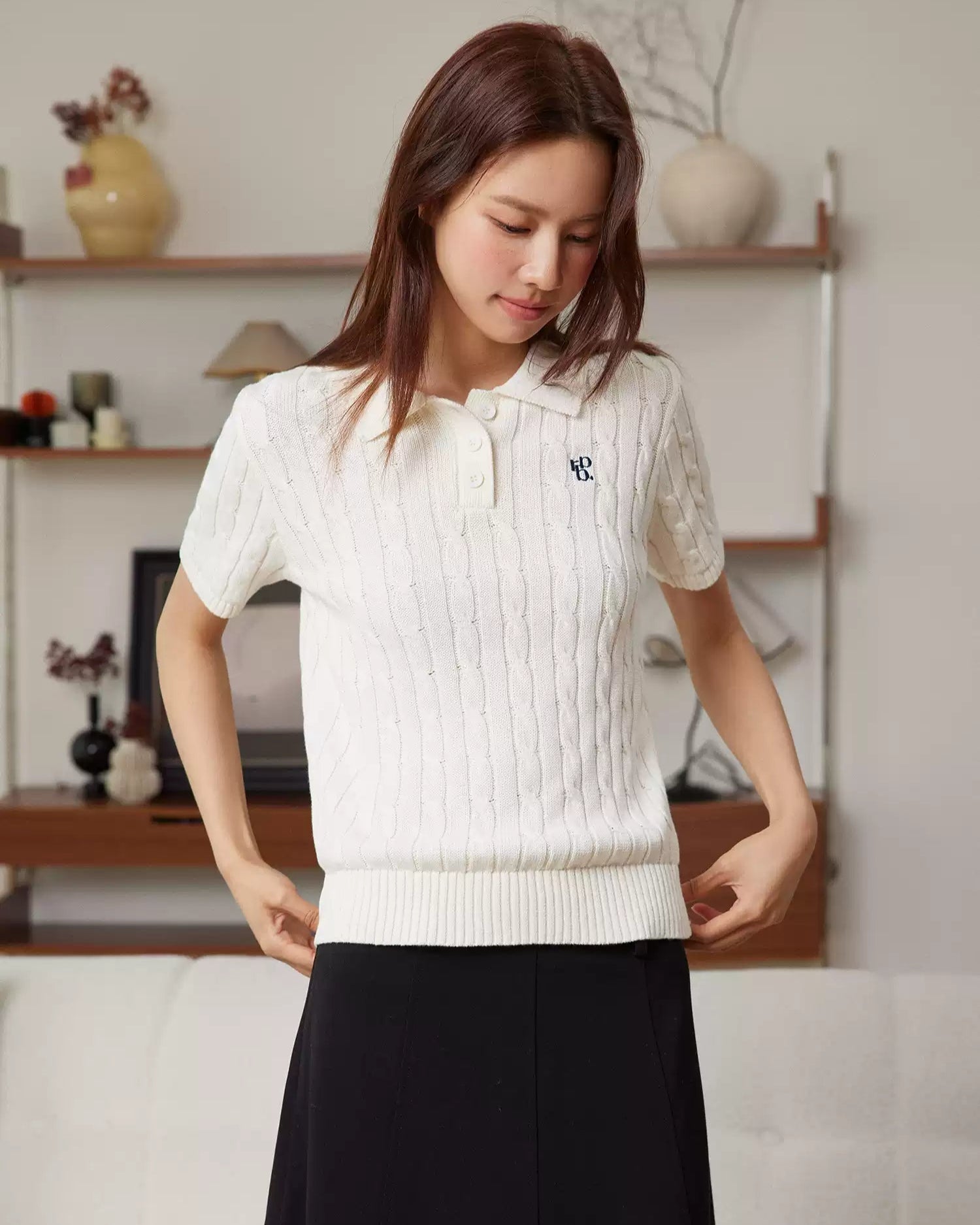 ハーフスリーブホワイトニット(トップス・全1色)