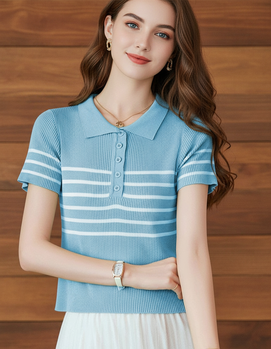 ストライプニットトップス(トップス・全6色)