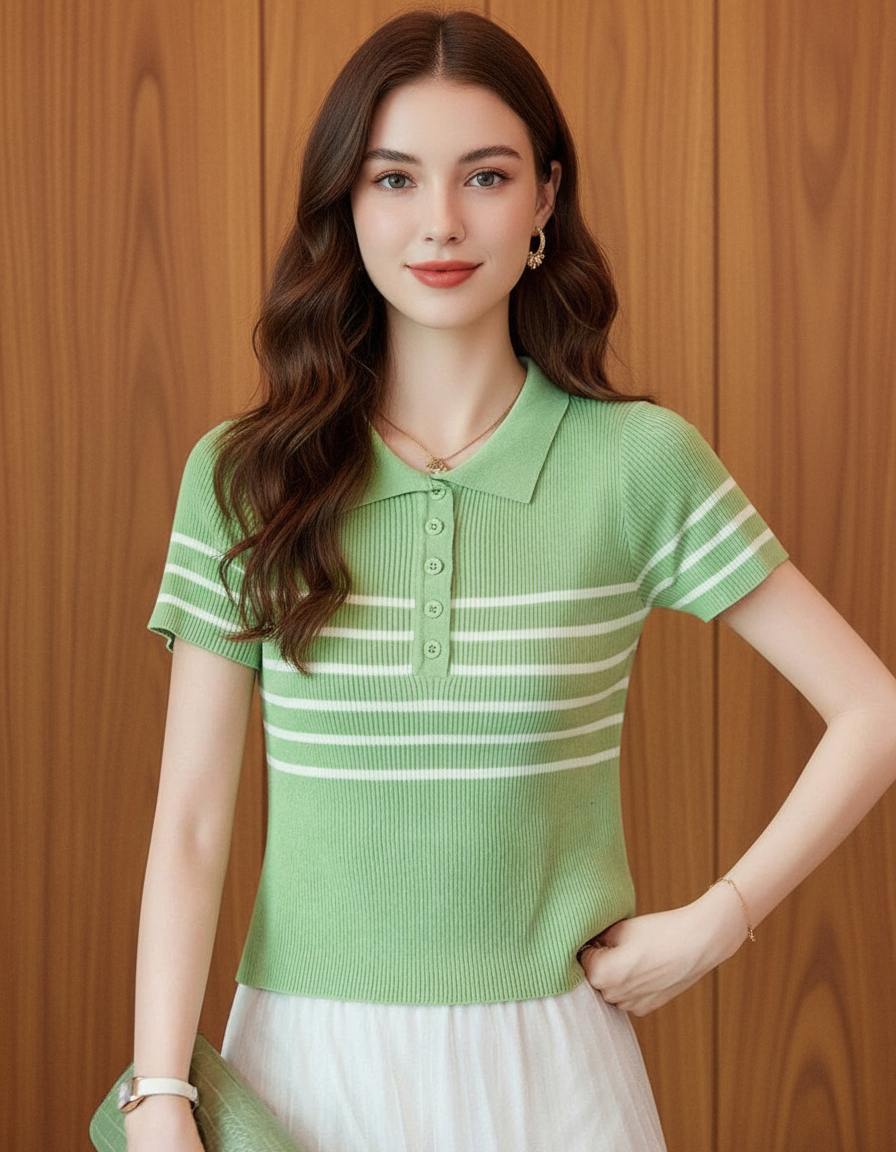 ストライプニットトップス(トップス・全6色)