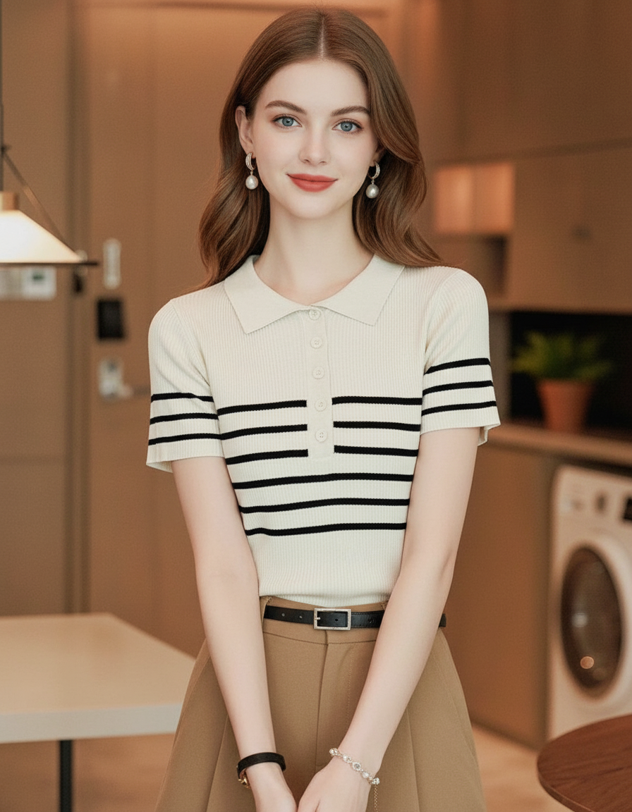 ストライプニットトップス(トップス・全6色)