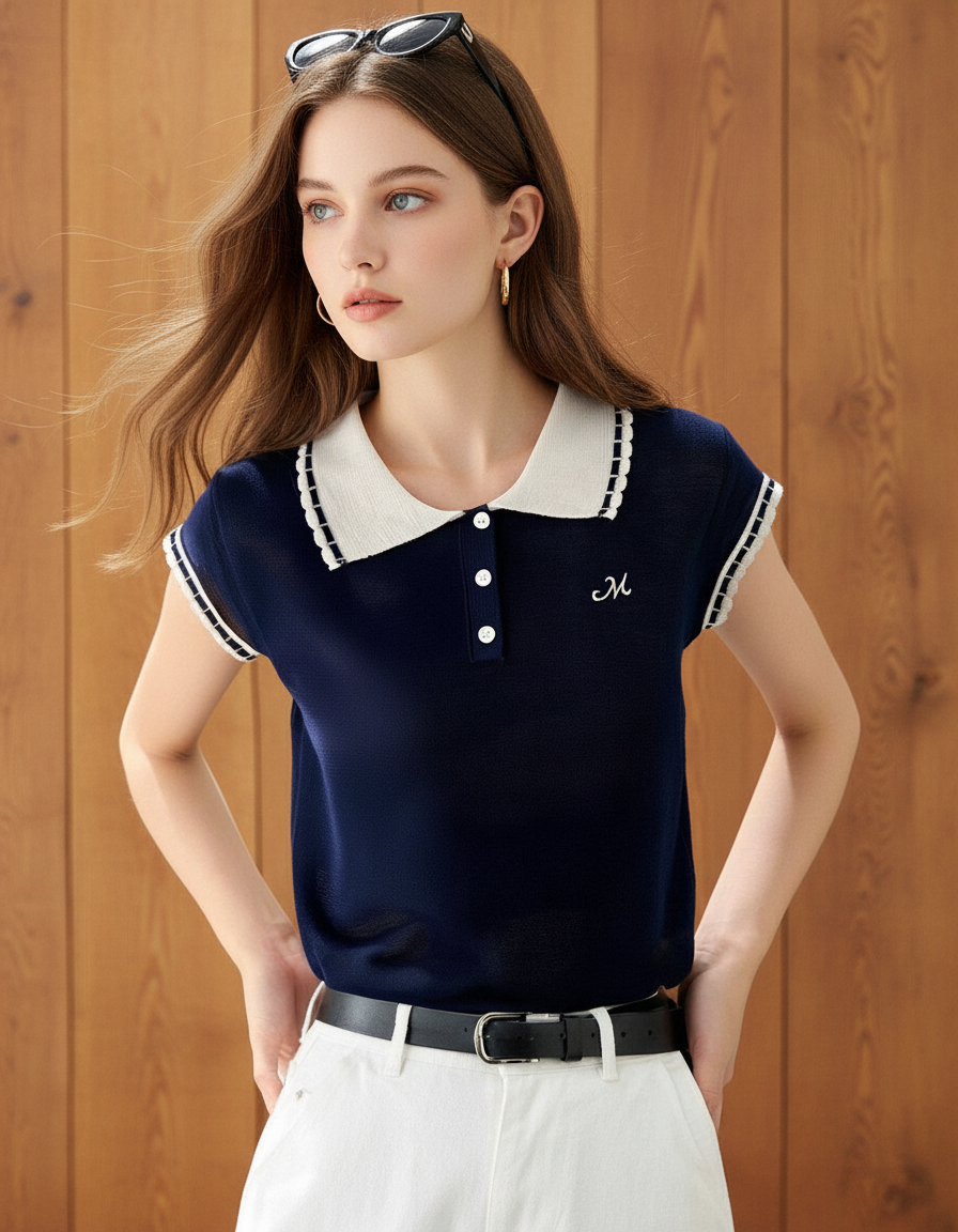 ポロネックラインスリム(トップス・全2色)