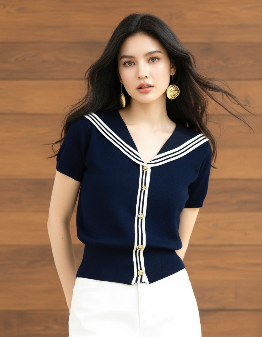 ラペルコントラストトップス(トップス・全2色)